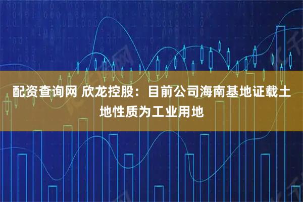 配资查询网 欣龙控股：目前公司海南基地证载土地性质为工业用地